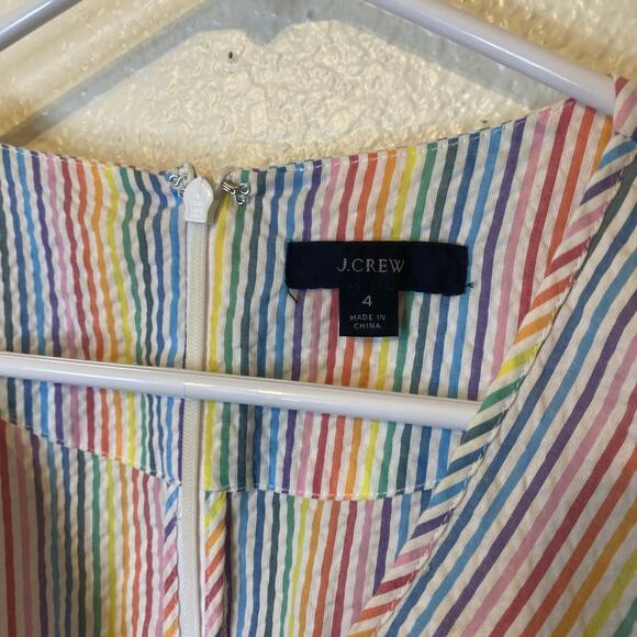 J Crew Seersucker Gauzy Cotton Rainbow Striped Blouse Size 4 - Picture 2 of 5